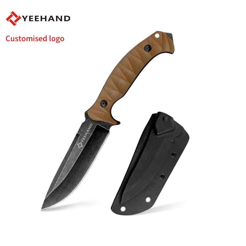 High quality stainless steel hunting knife g10 handle fixed blade knife with kydex sheath