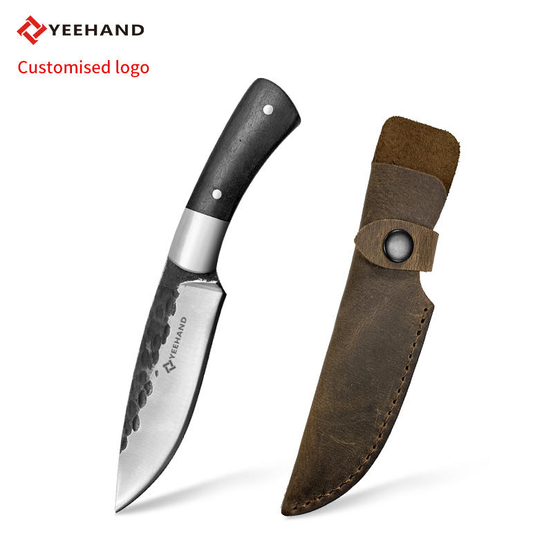 Straight camping knife fixed blade tactical knife for survival gear with leather sheath